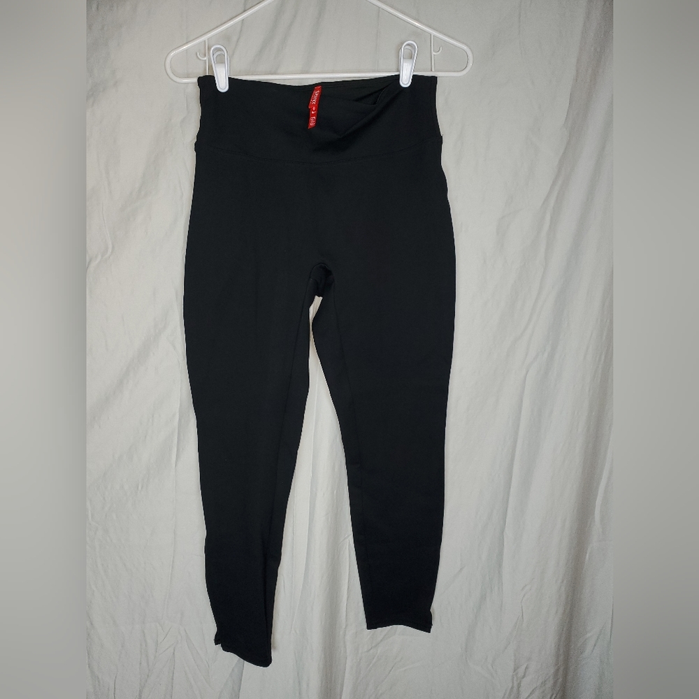Spanx slit ankle size small petite black compression leggings